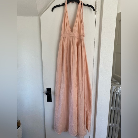 LoveShackFancy Peach Halter Maxi Dress - Picture 1 of 9